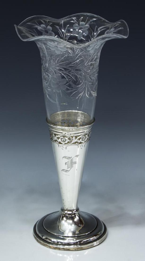 AMERICAN STERLING SILVER & FLORAL CUT EPERGNE (1 of 3)