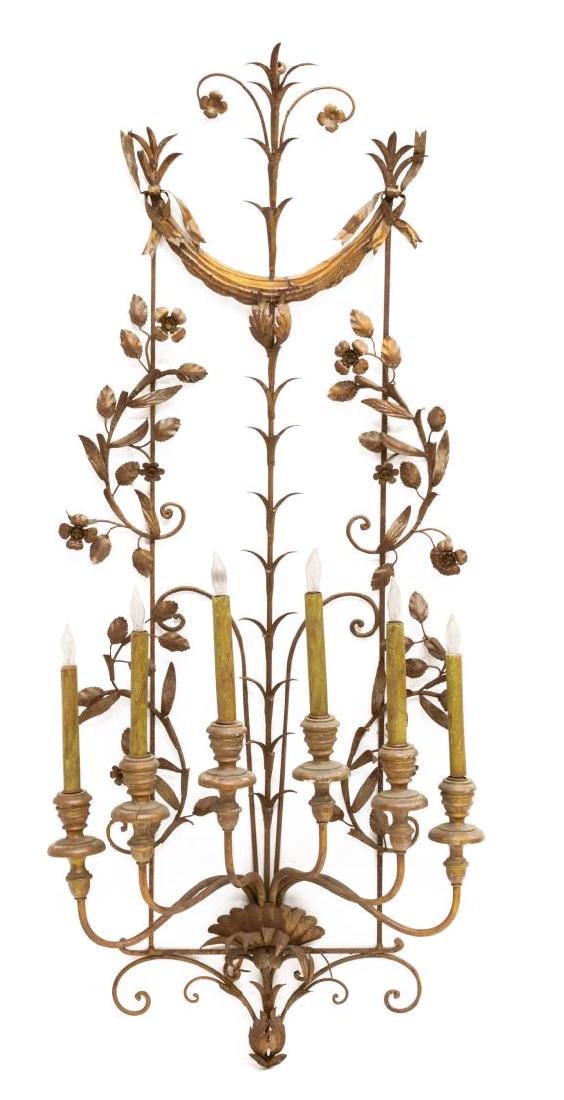 SCROLLED IRONWORK SIX-LIGHT WALL SCONCE (1 of 2)