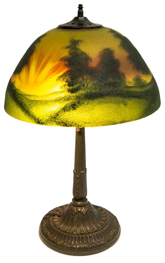 REVERSE PAINTED SUNRISE 2 LIGHT TABLE LAMP (1 of 5)