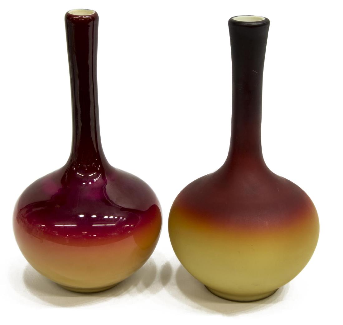 (2) ANTIQUE CASED ART GLASS STICK NECK VASES (1 of 3)