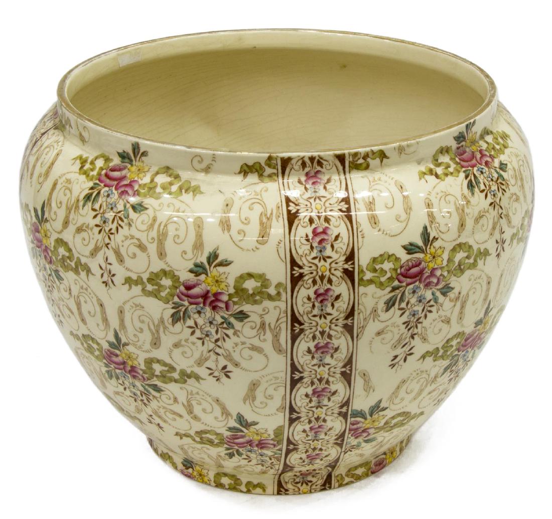 ITALIAN CERAMIC FLORAL CACHE POT OR PLANTER (1 of 3)