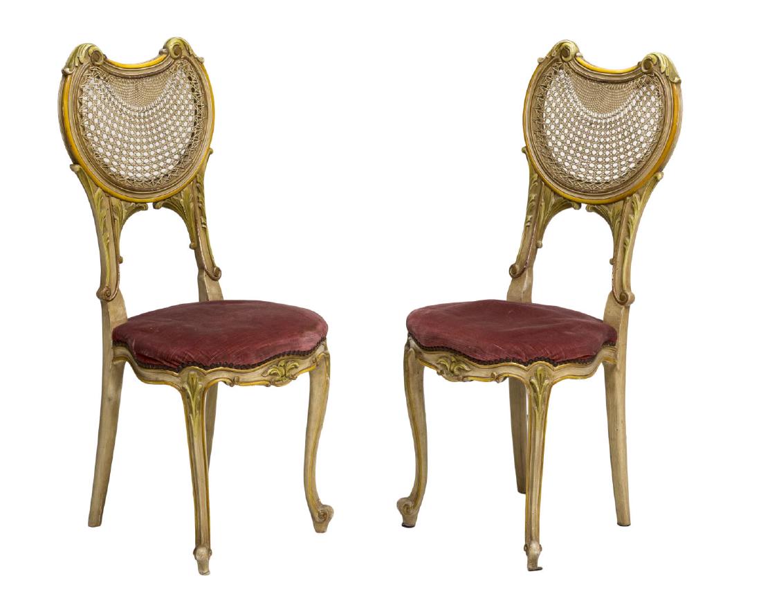 (2) ITALIAN LOUIS XV STYLE CANED BACK SIDE CHAIRS (1 of 2)