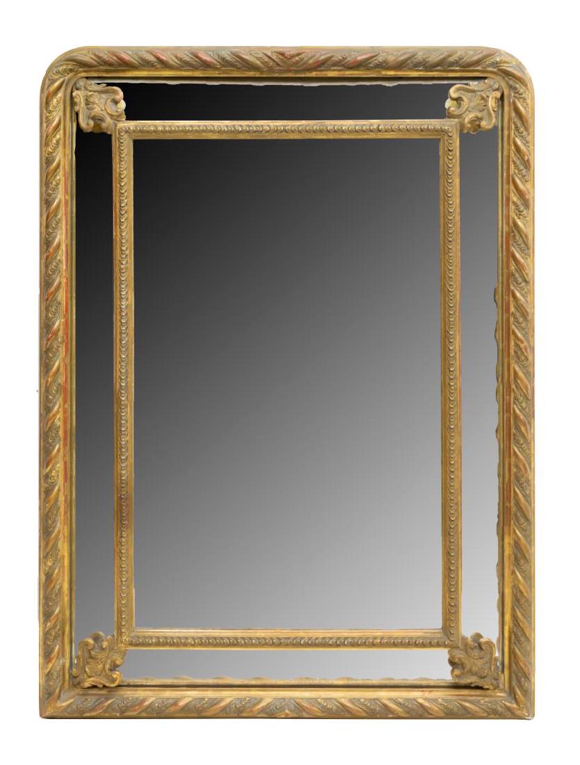 ITALIAN WALL MIRROR WITH GILT & SEGMENTED FRAME (1 of 3)