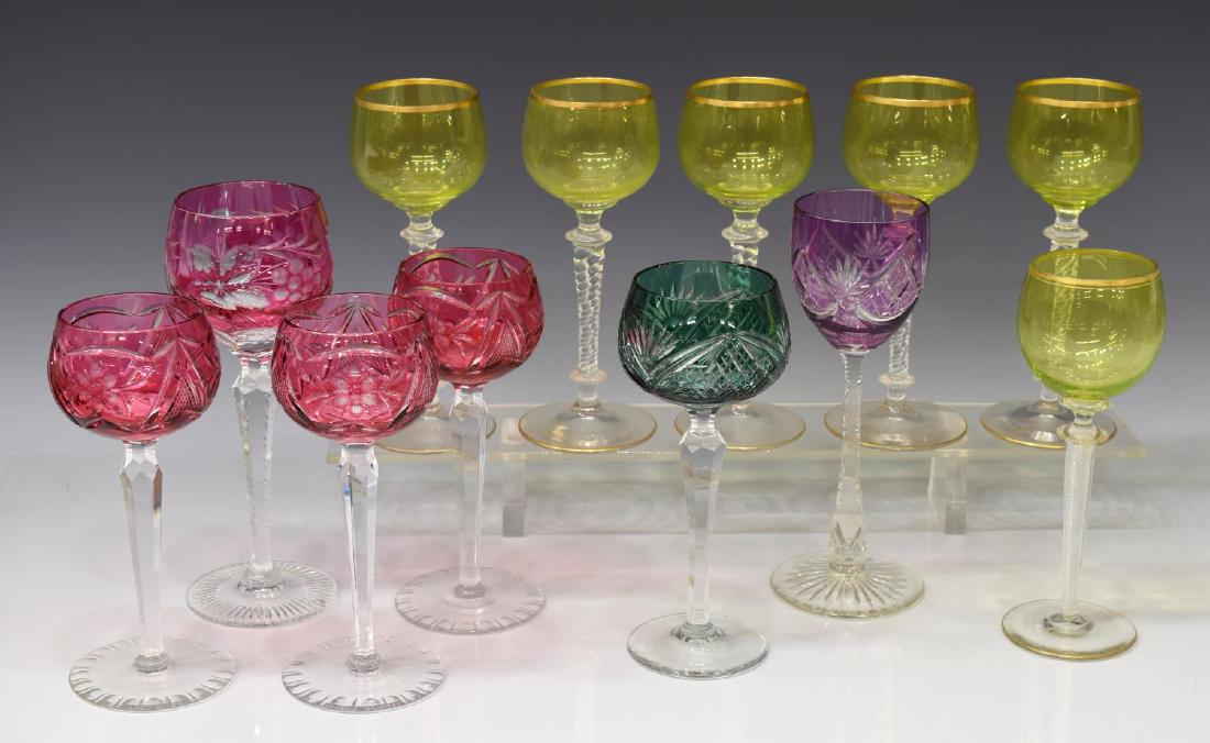 (12) LOT OF CUT TO CLEAR & CHARTREUSE STEMWARE (1 of 4)