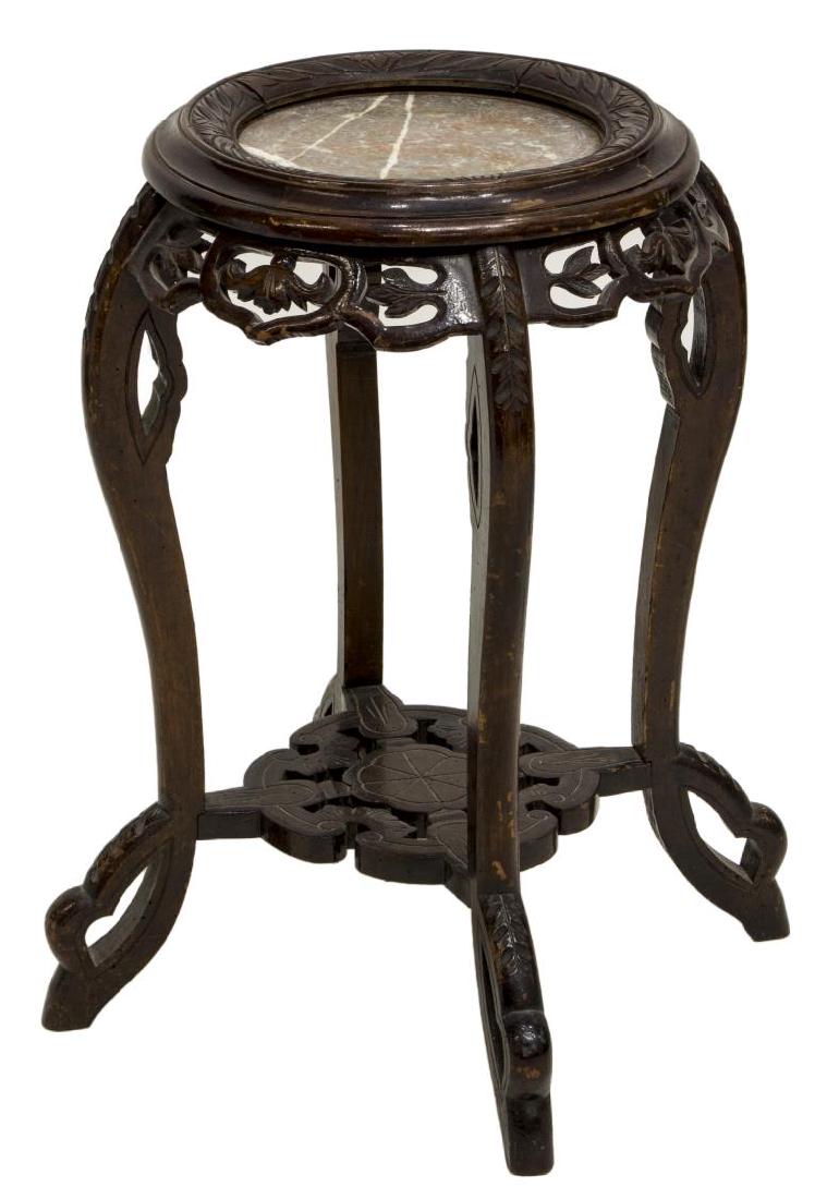 ASIAN MARBLE TOP FOLIATE & FIGURAL SIDE TABLE (1 of 2)