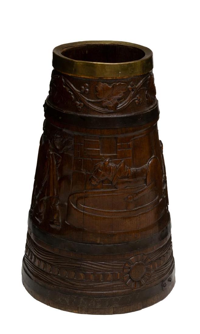 BRETON METAL BOUND FIGURAL CARVED UMBRELLA STAND (1 of 3)