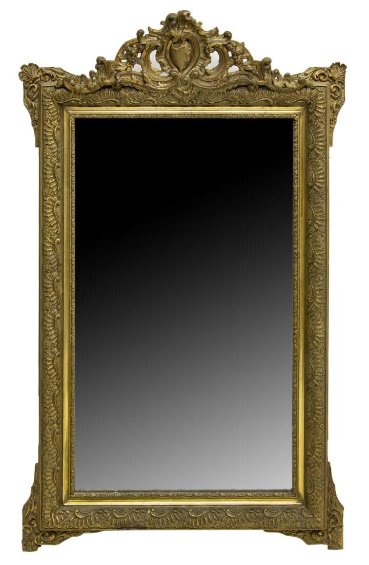 FRENCH LOUIS XV STYLE FOLIATED GILT WALL MIRROR (1 of 3)