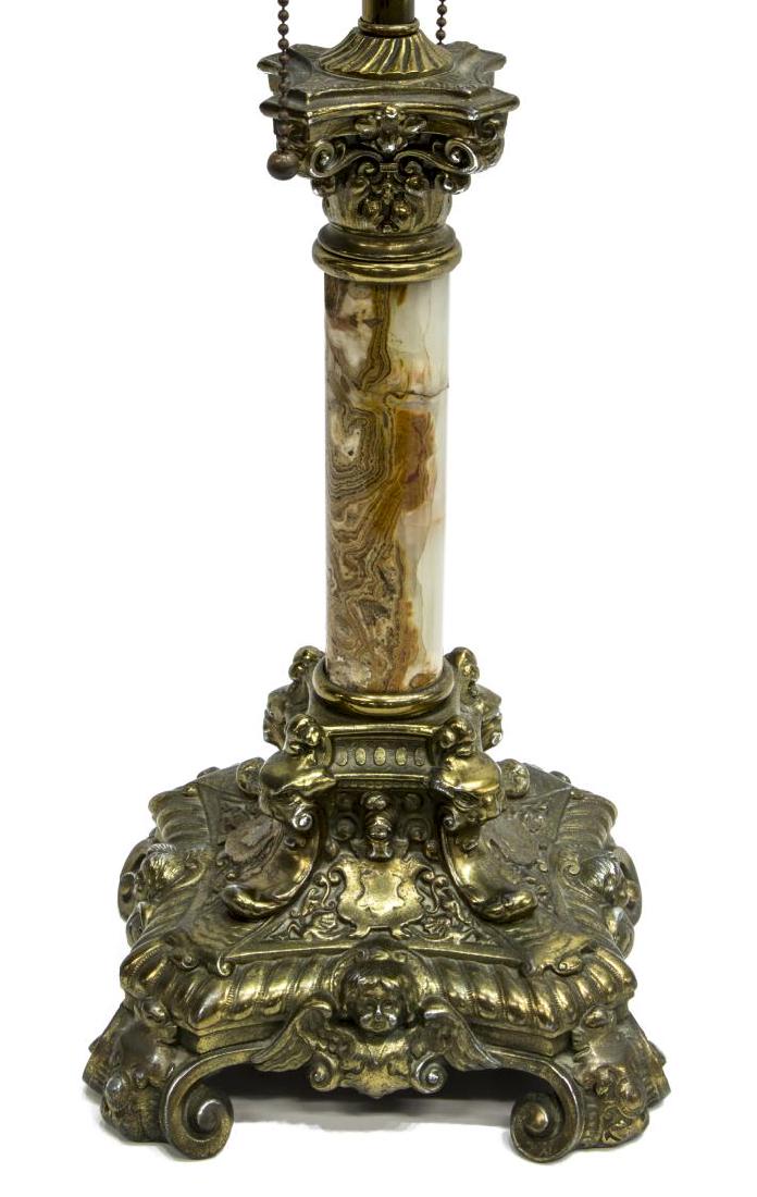 GILT METAL AND ONYX TWO LIGHT TABLE LAMP (1 of 2)