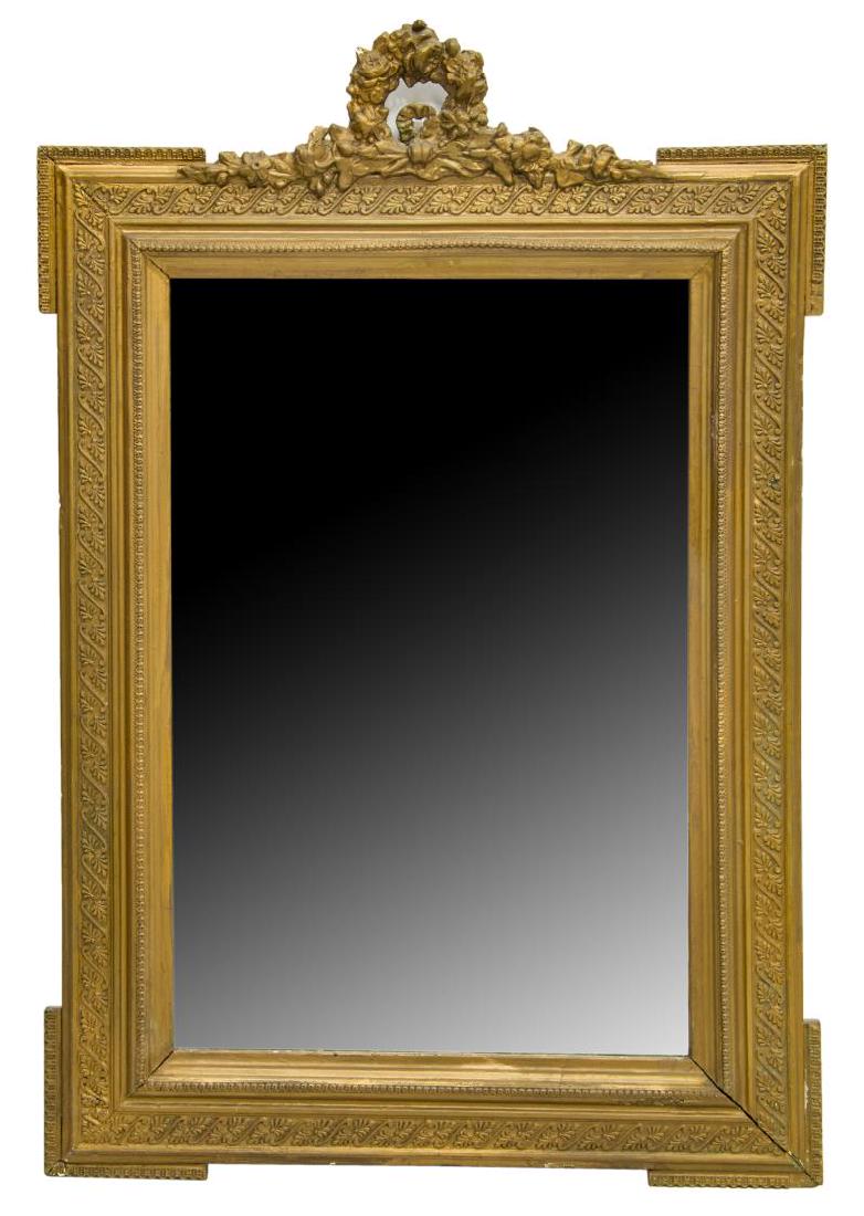 FRENCH LOUIS XVI STYLE GILDED WALL MIRROR (1 of 3)