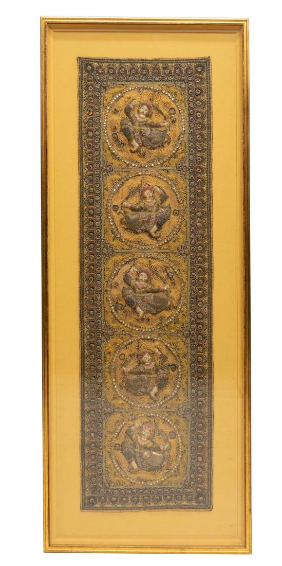 FRAMED BURMESE KALAGA EMBROIDERED TAPESTRY (1 of 3)