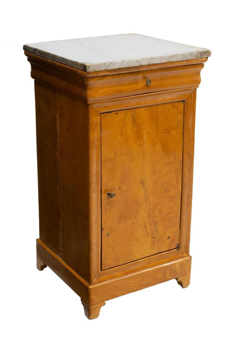 FRENCH CHARLES X MARBLE TOP BEDSIDE CABINET (1 of 2)
