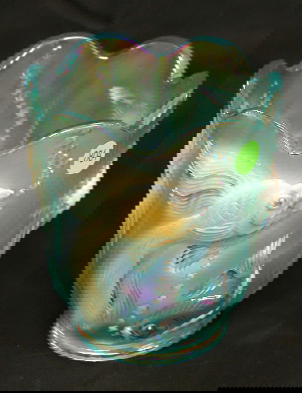 FENTON VASE W/ GOLD FISH DESIGN MARKED "HANDPAINTE: FENTON VASE W/ GOLD FISH DESIGN MARKED "HANDPAINTED BY C.U. KIBBY, 6.75"H, 5.5"D, 3.5LBS, GOOD CONDITION.