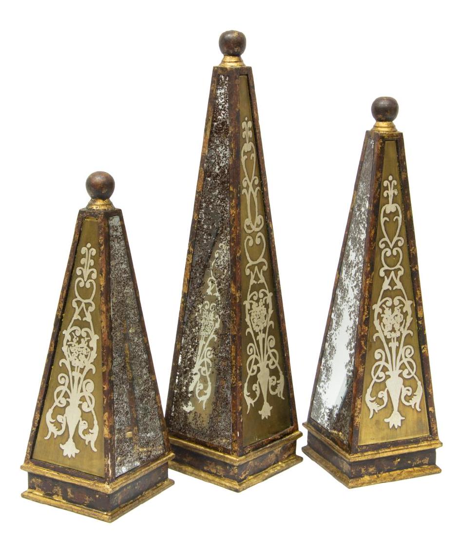 (3) DECORATIVE GRADUATED PARCEL GILT OBELISK (1 of 2)
