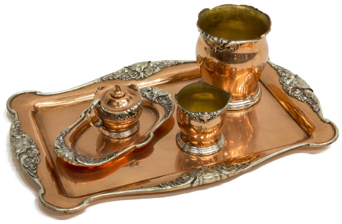 (5) ARTS & CRAFTS STERLING & COPPER DESK/SMOKE SET (1 of 4)