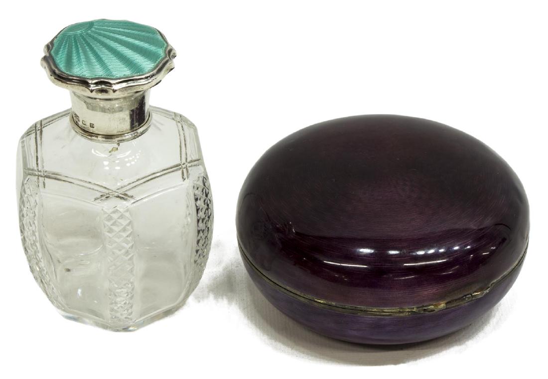 (2) GUILLOCHE POWDER BOX & ENAMELED SCENT BOTTLE (1 of 6)