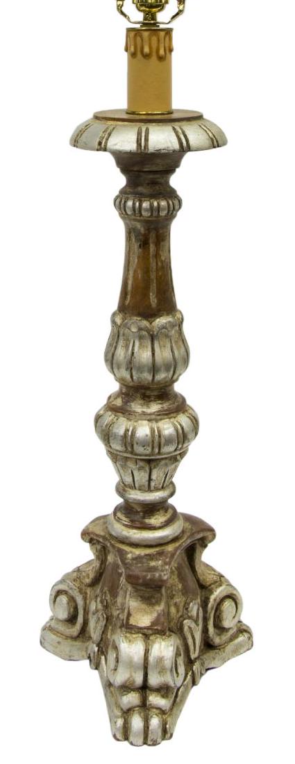 ITALIAN SILVER GILT ALTAR PRICKET TABLE LAMP (1 of 2)