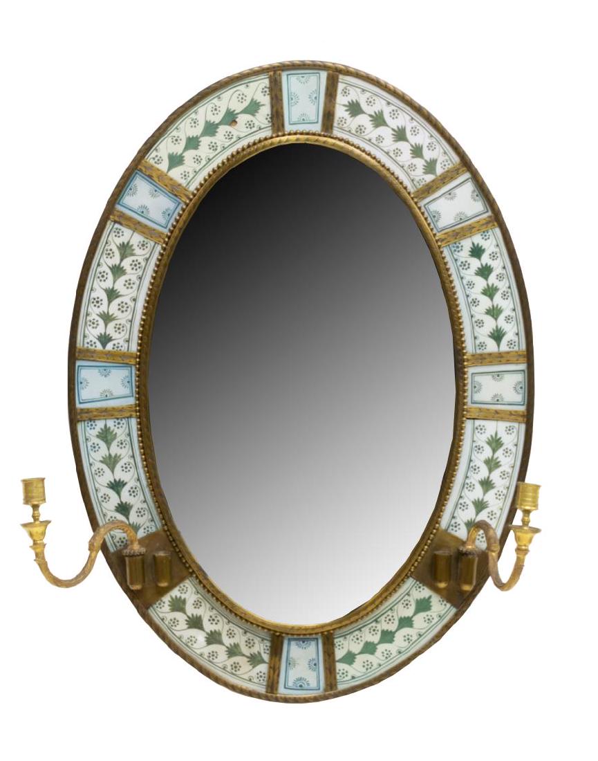 ITALIAN OVAL FRAMED MIRROR, CANDLEHOLDERS (1 of 3)