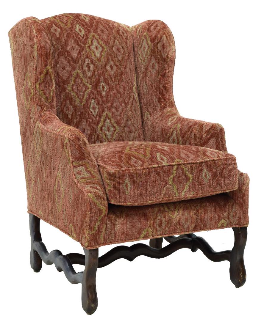 LOUIS XIII STYLE UPHOLSTERED WINGBACK ARMCHAIR (1 of 3)