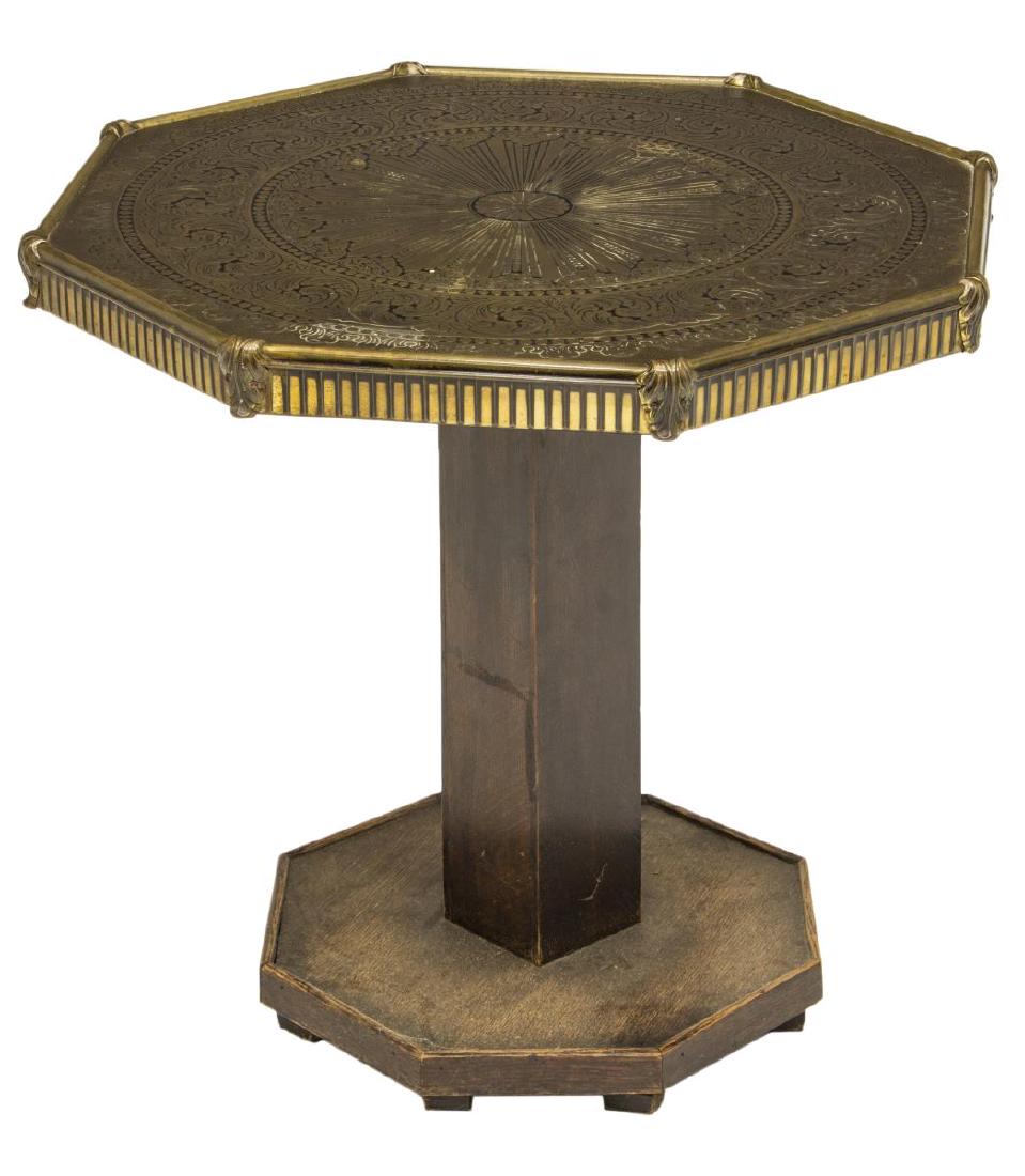 PEDESTAL SIDE TABLE WITH EMBOSSED METAL TOP (1 of 2)