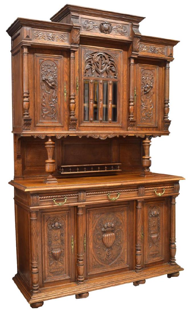 HENRI II STYLE CARVED OAK BUFFET (1 of 3)