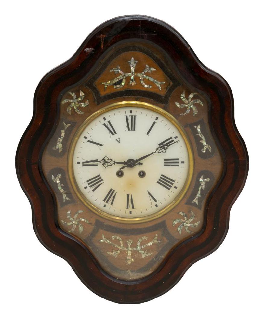 FRENCH NAPOLEON III MOP INLAID WALL CLOCK (1 of 2)