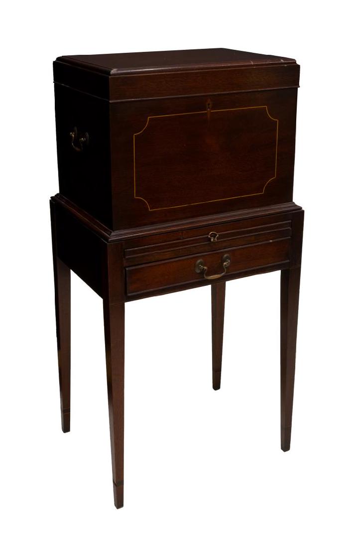 HEPPLEWHITE STYLE MAHOGANY CELLARETTE ON STAND (1 of 5)