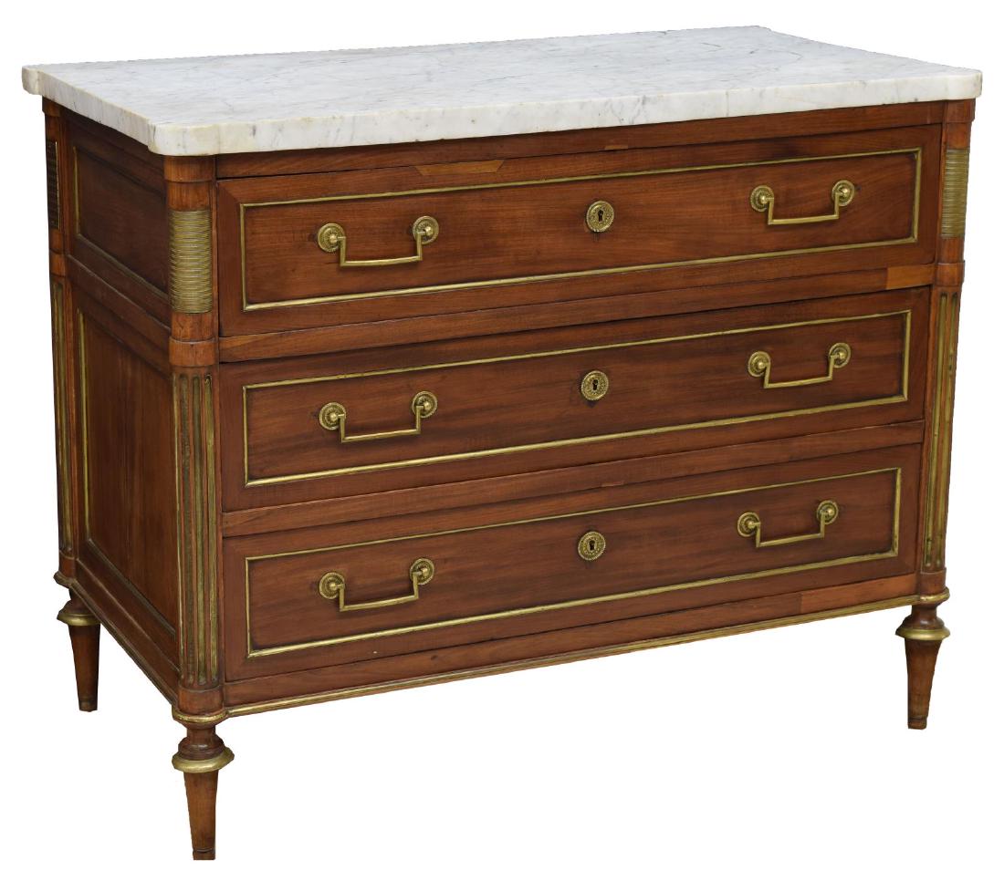 FRENCH DIRECTOIRE STYLE MAHOGANY 3 DRAWER COMMODE (1 of 3)