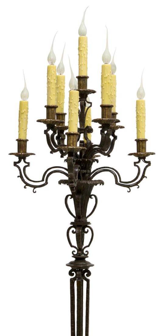 IRON STANDING 9 LT CANDELABRA FLOOR LAMP (1 of 2)
