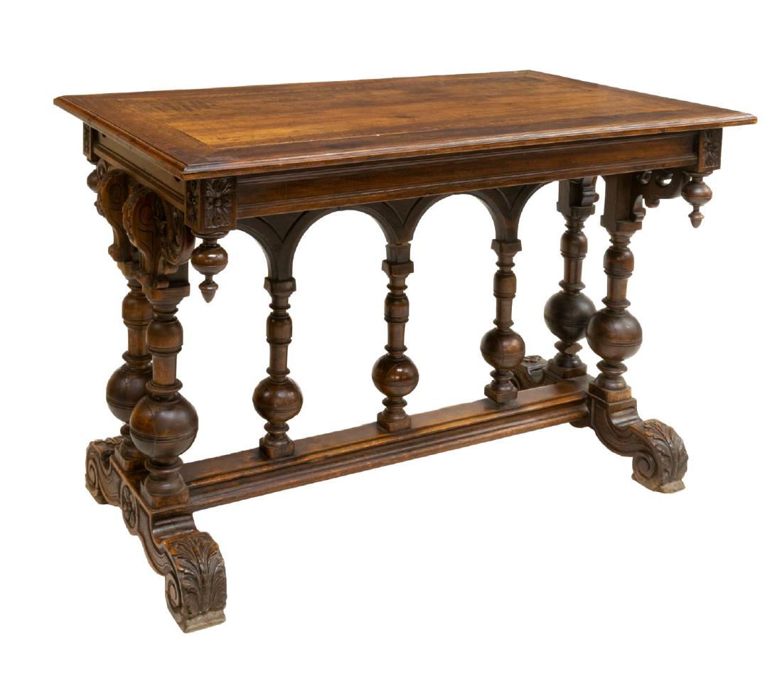 FRENCH HENRI II STYLE WALNUT LIBRARY TABLE (1 of 2)