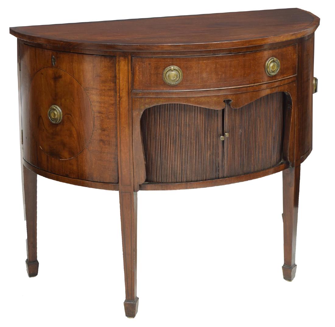 ENGLISH HEPPLEWHITE STYLE MAHOGANY DEMILUNE SERVER (1 of 3)