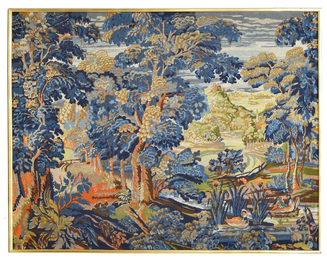 FRENCH HAND WOVEN NEEDLEPOINT WALL TAPESTRY (1 of 3)