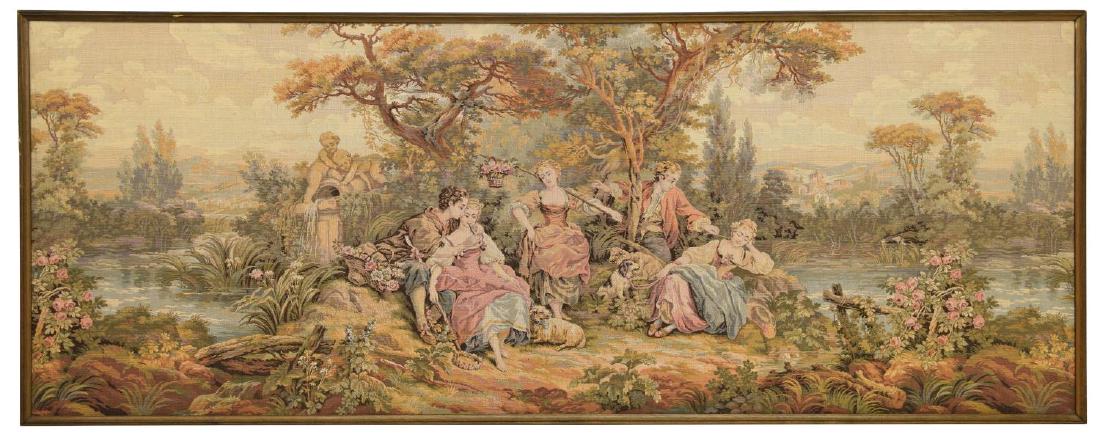 FRAMED CONTINENTAL WALL TAPESTRY OF PASTORAL SCENE (1 of 2)
