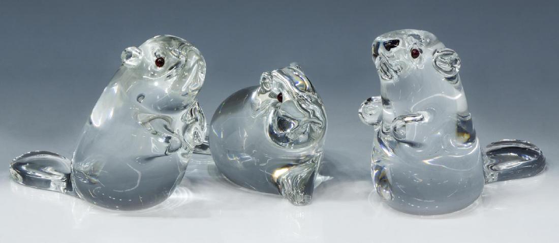(3) SCARCE STEUBEN COLORLESS ART CRYSTAL BEAVERS (1 of 4)