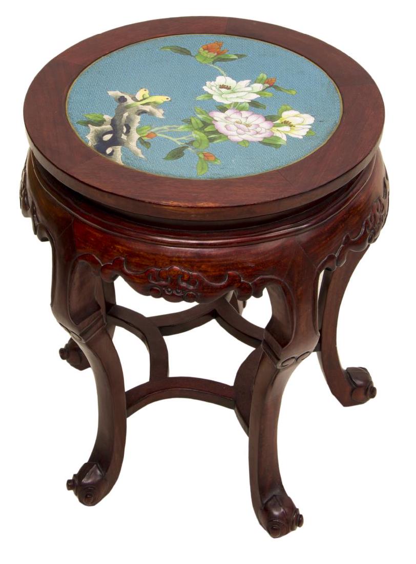 CHINESE ROSEWOOD & CLOISONNE SIDE TABLE (1 of 3)