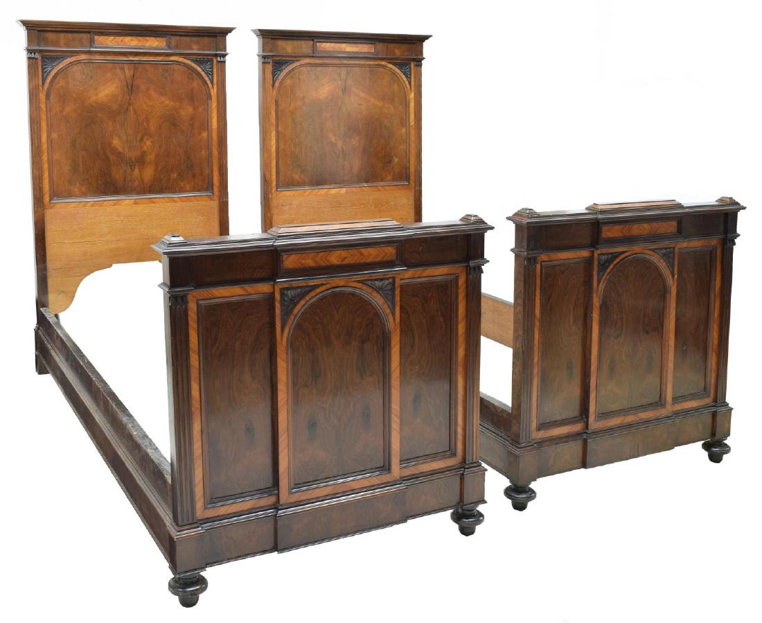 (PAIR) ITALIAN EMPIRE STYLE ROSEWOOD BEDS (1 of 3)