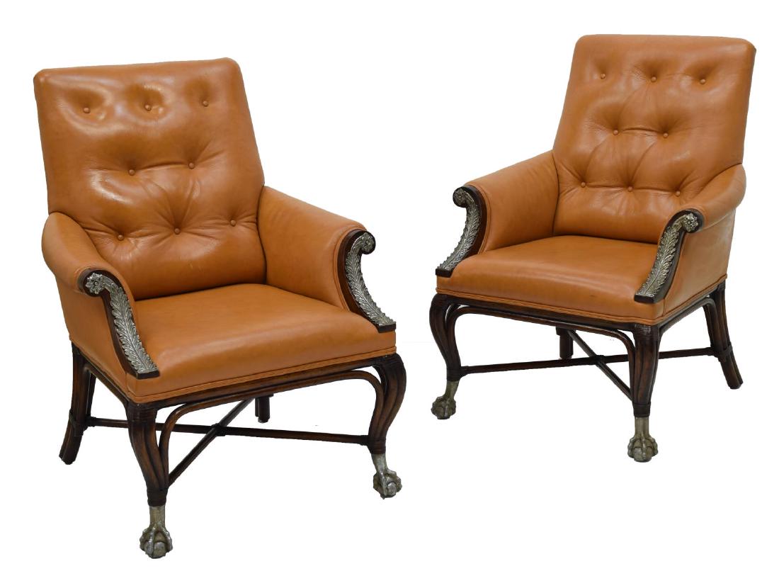 (2) MAITLAND SMITH LEATHER BUTTON BACK ARMCHAIRS (1 of 2)