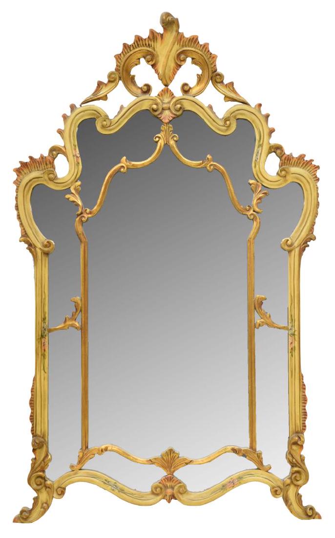 VENETIAN LOUIS XV STYLE GILTWOOD PAINTED MIRROR (1 of 2)