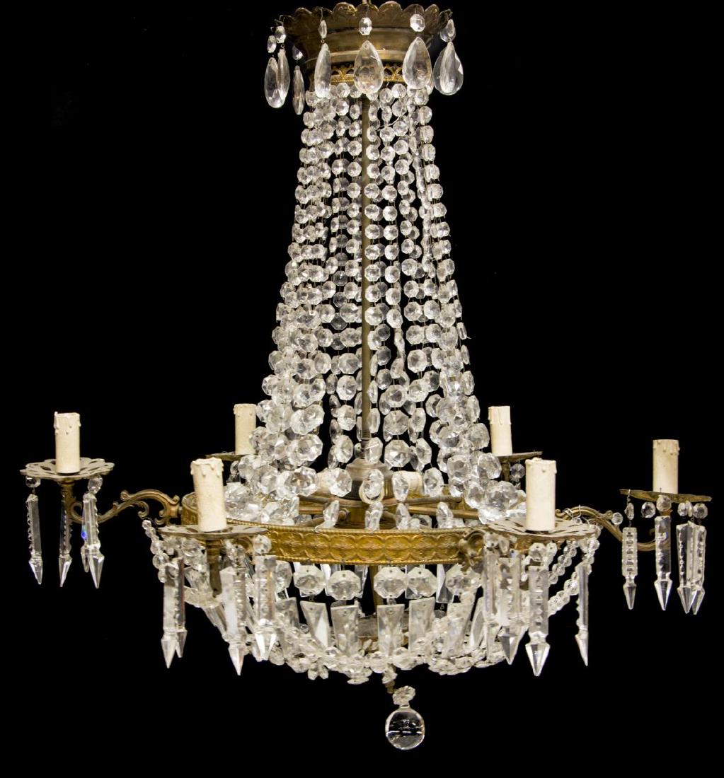ITALIAN EMPIRE STYLE NINE LIGHT CRYSTAL CHANDELIER (1 of 3)