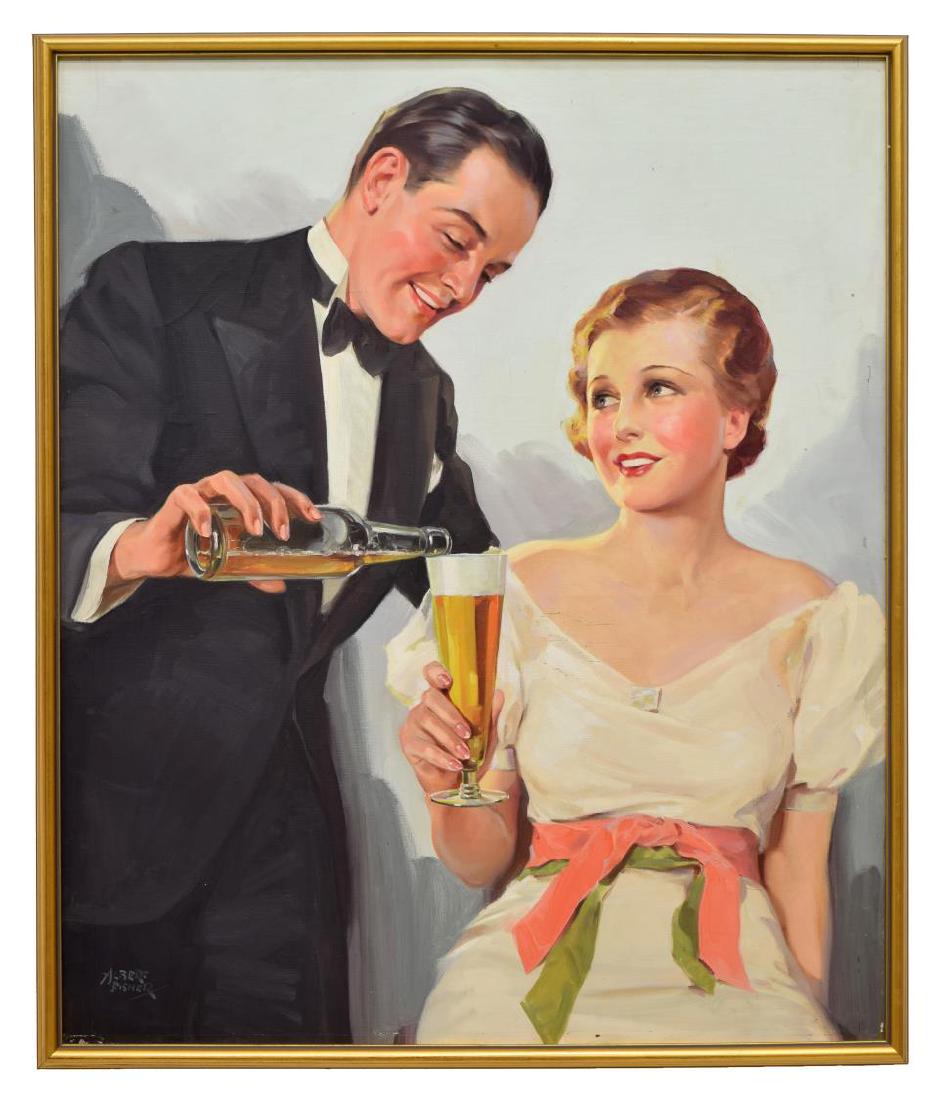 ALBERT FISHER OIL ON CANVAS ADVERTISEMENT PAINTING (1 of 5)