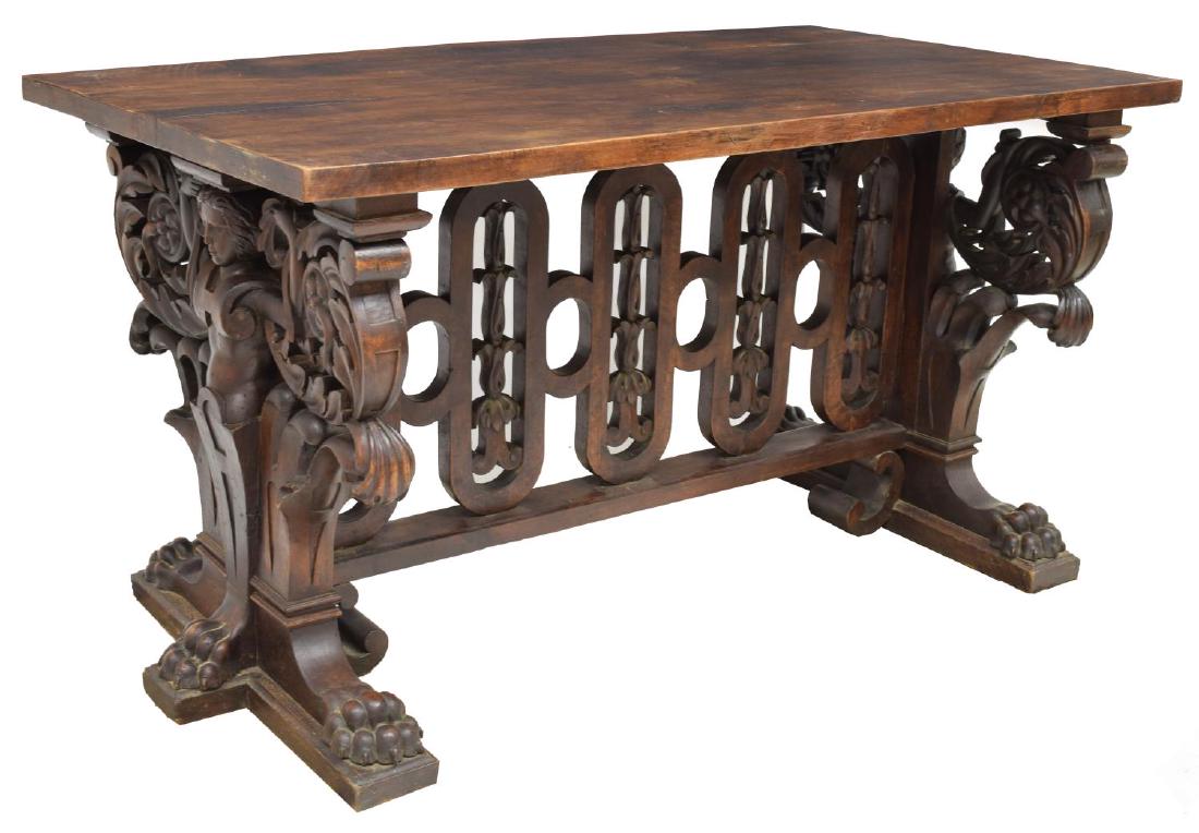 EXCEPTIONAL RENAISSANCE REVIVAL LIBRARY TABLE (1 of 3)