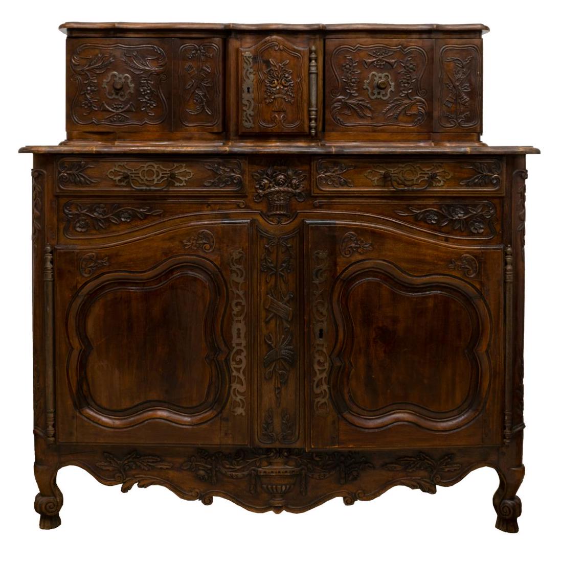 ANTIQUE LYON FRANCE CARVED WALNUT SIDEBOARD (1 of 3)