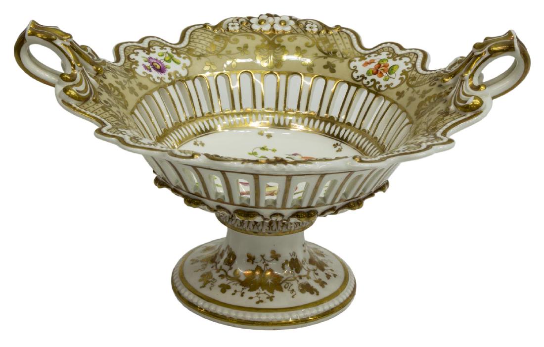 OLD PARIS PORCELAIN PIERCED GILT COMPOTE BASKET (1 of 4)
