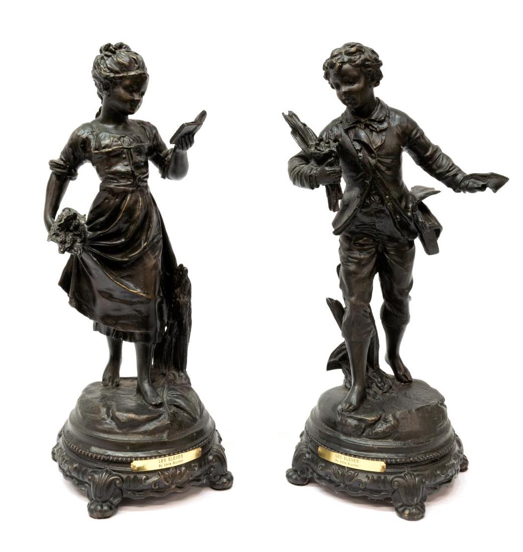 (2) PATINATED METAL SCULPTURE AFTER EMILE BRUCHON (1 of 5)