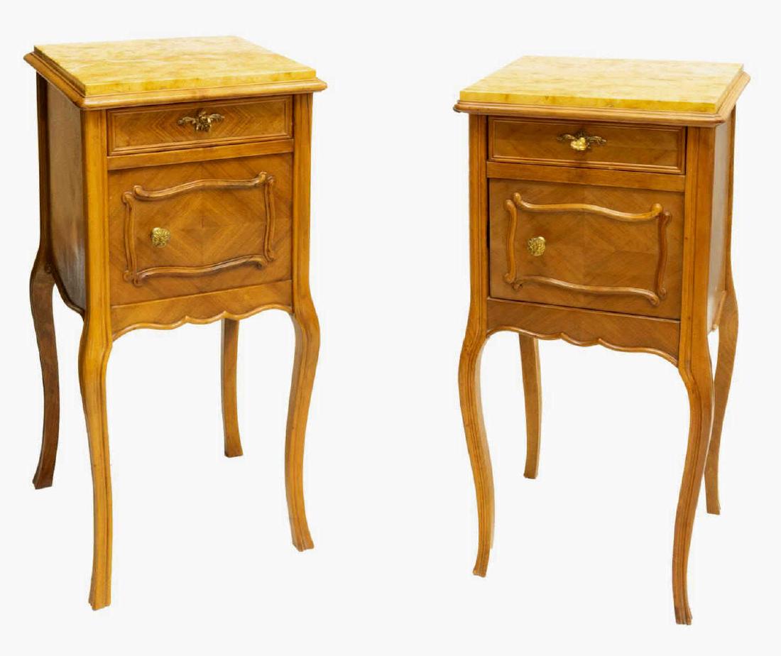 (2) FRENCH LOUIS XV STYLE WALNUT BEDSIDE CABINETS (1 of 2)