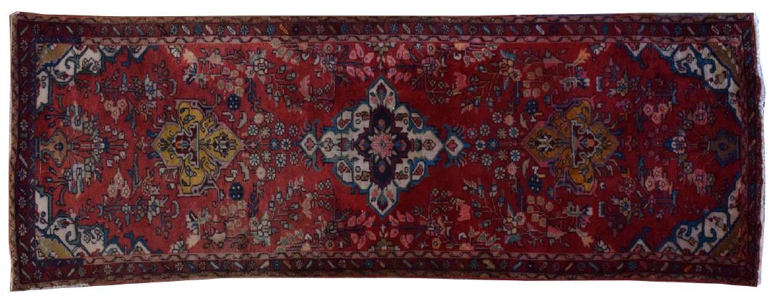 HAND-TIED PERSIAN HAMADAN RUNNER RUG, 10'7" X 3'9" (1 of 2)