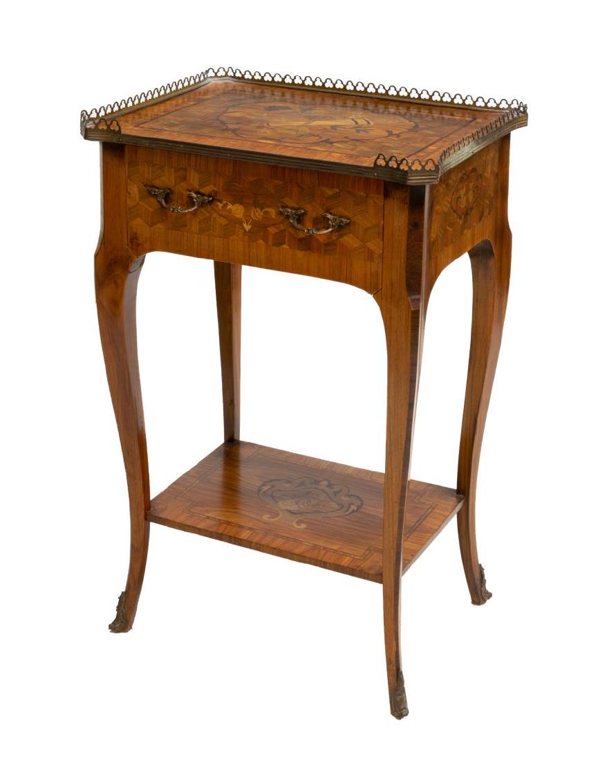 FRENCH LOUIS XV STYLE MARQUETRY INLAID SIDE TABLE (1 of 2)