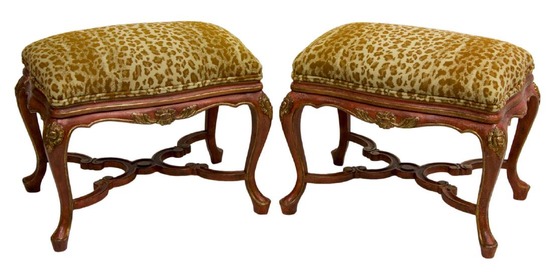 (2) LOUIS XV STYLE PARCEL GILT UPHOLSTERED OTTOMAN (1 of 2)