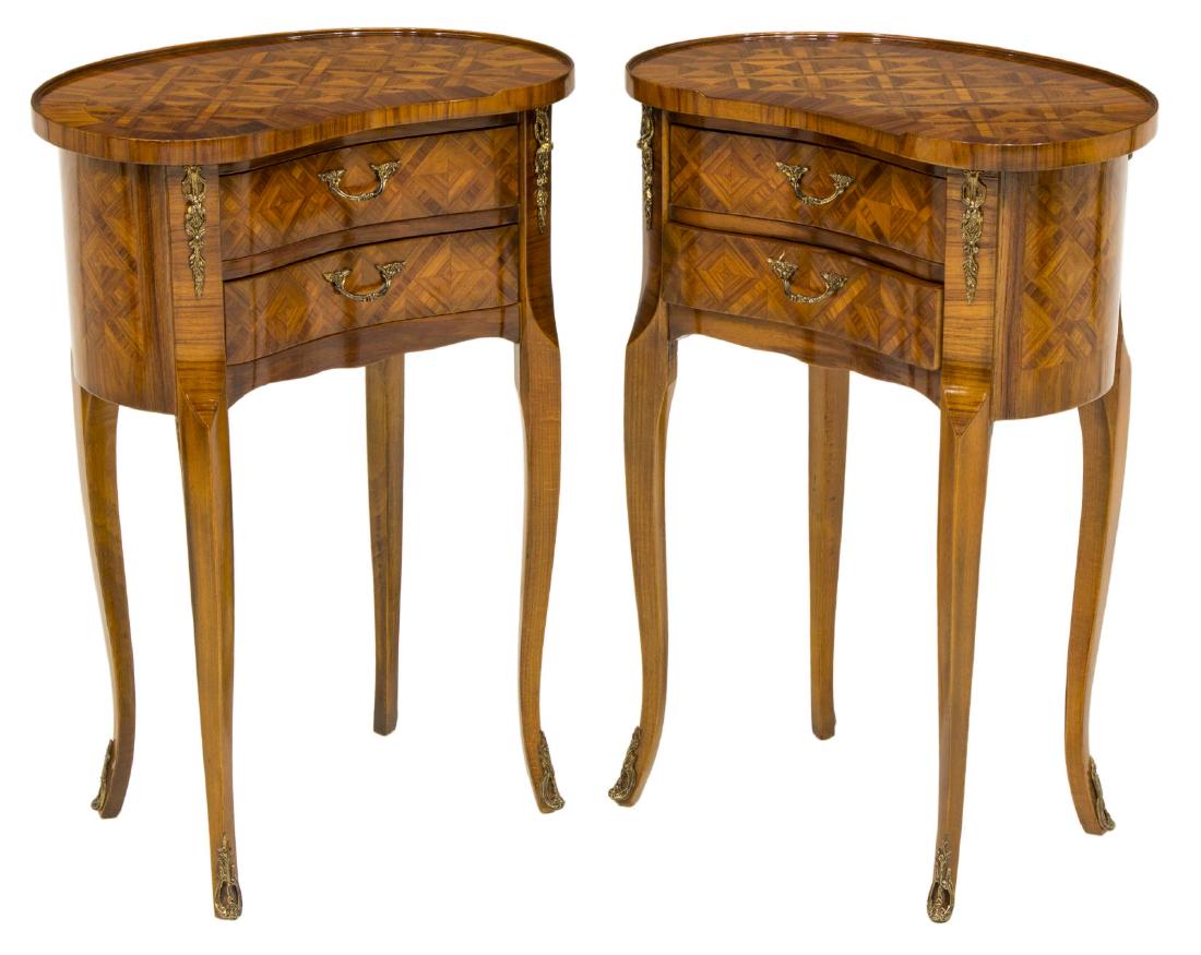 (PAIR) LOUIS XV STYLE KIDNEY-SHAPED NIGHTSTANDS (1 of 2)