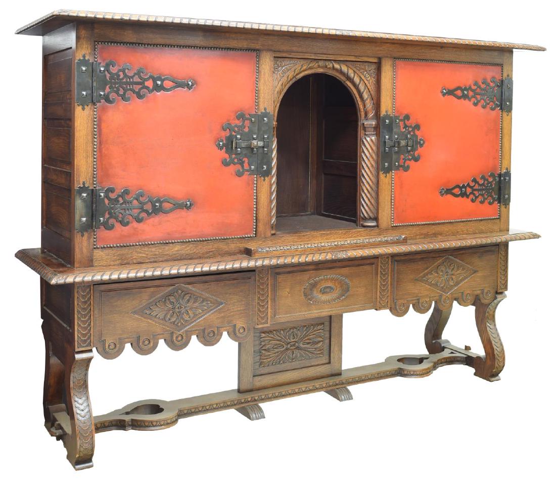 SPANISH BAROQUE STYLE OAK SIDEBOARD (1 of 2)