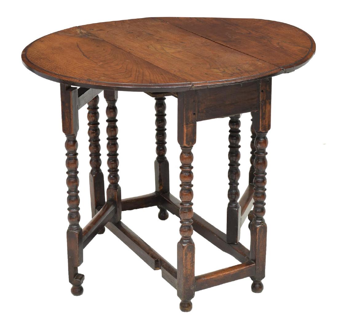 ENGLISH OAK OVAL DROP-LEAF TABLE W/ TURNED LEGS (1 of 4)
